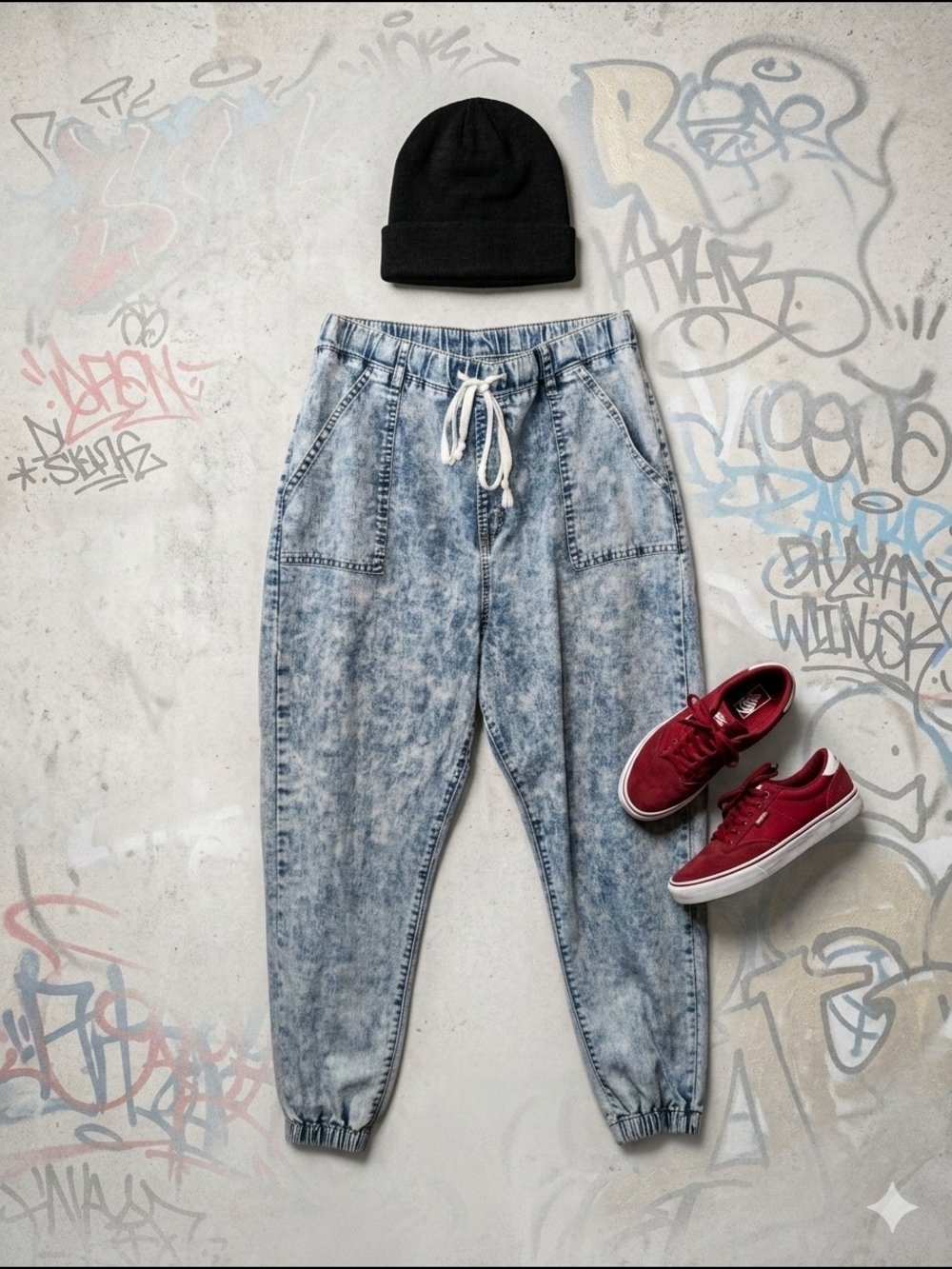 Acid Wash Streetwear Jogger Jeans Size 15